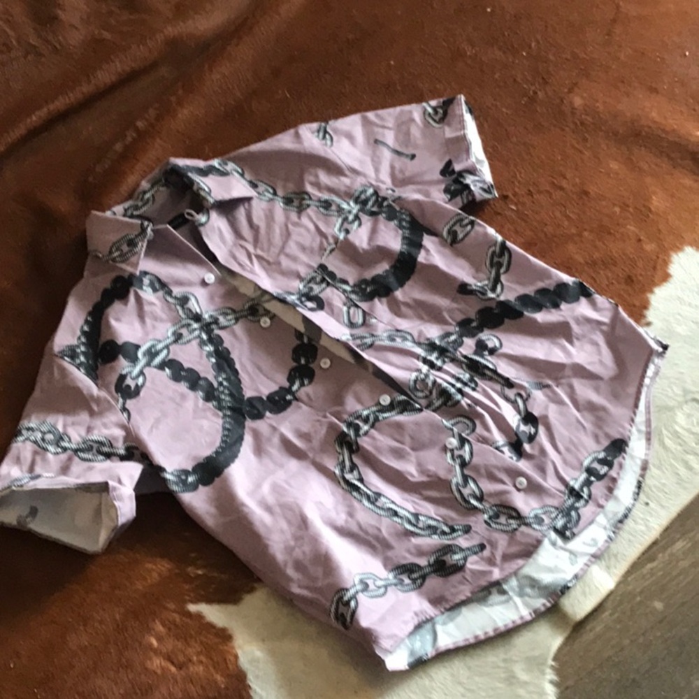 RAISED BY WOLVES CHAINS CAMP SHIRT DUSTY ROSE SMALL